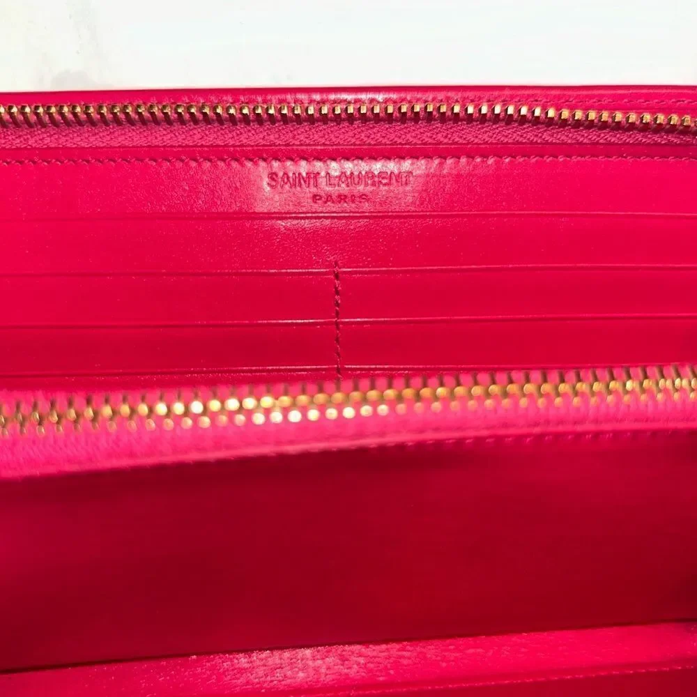 Authentic Saint Laurent Pink Zippy Wallet